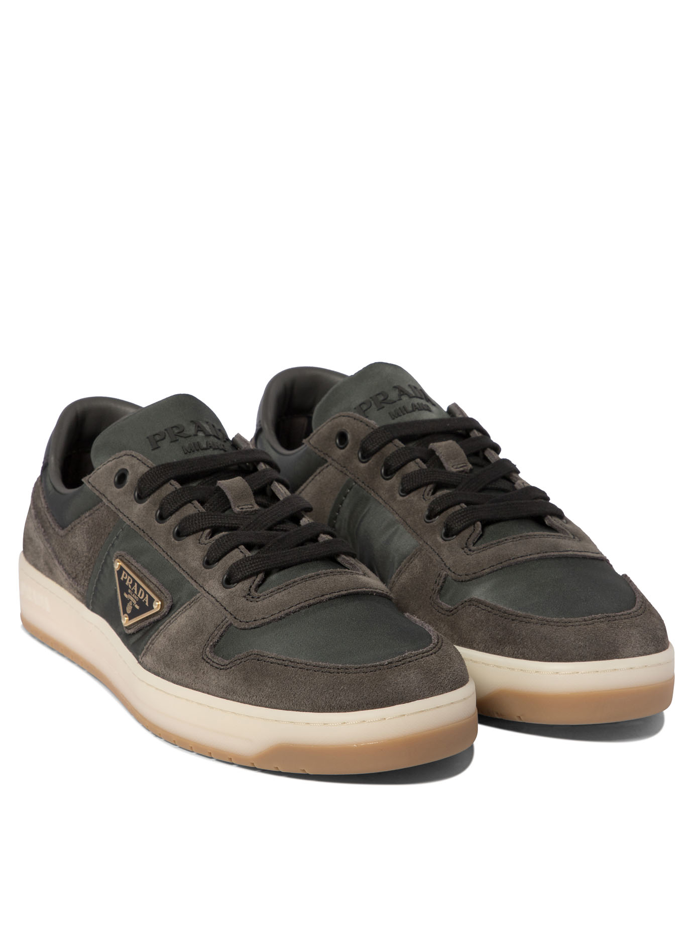 PRADA Downtown delavé suede and Re-Nylon sneakers